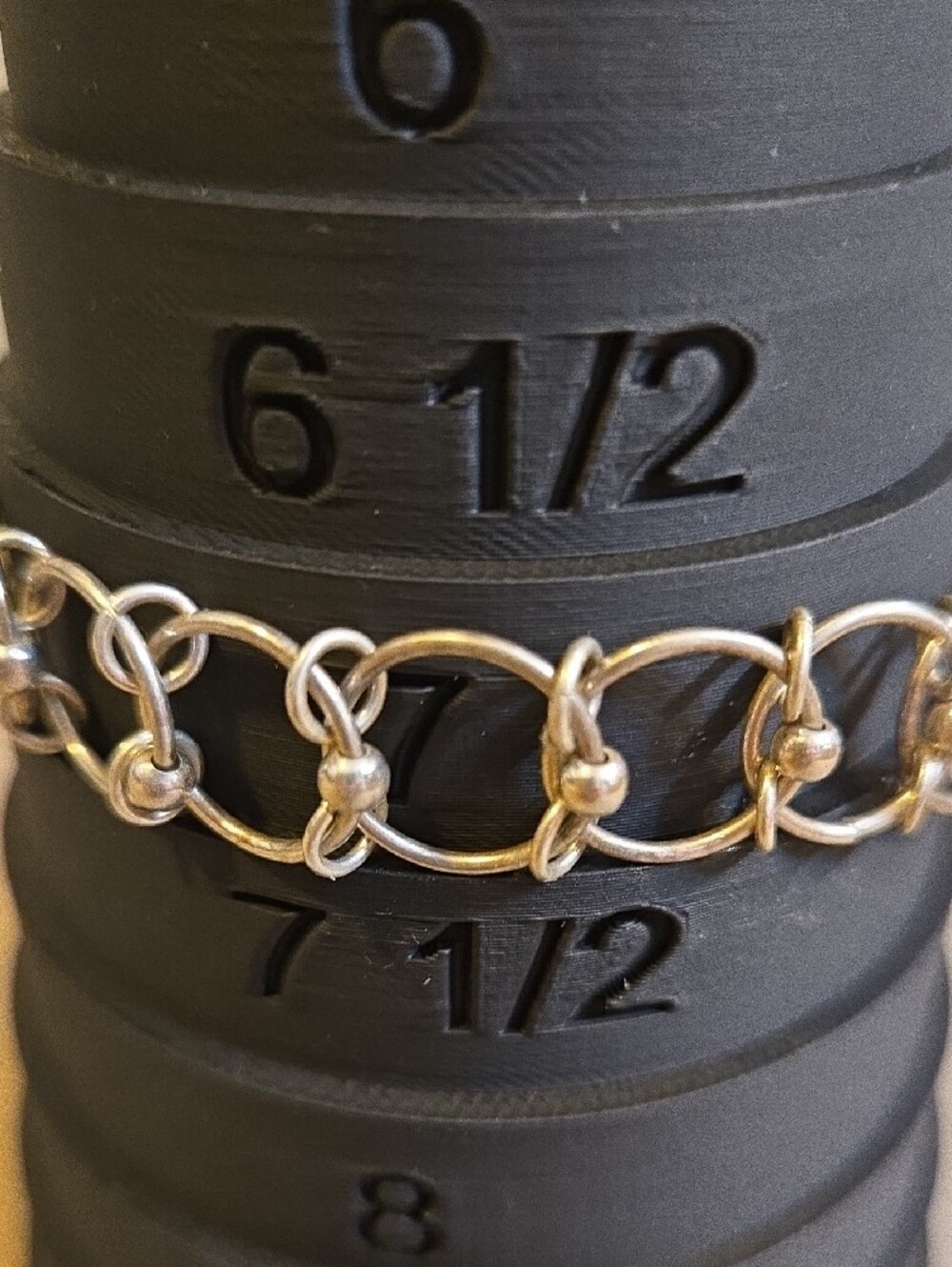 Antique Bernard Weber Marked Linked Circle Chain 925 Sterling Bracelet Signed - Picture 2 of 10